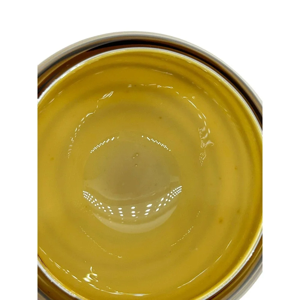 Hand Blown Amber Brown Striped Studio Art Glass Round Bulbous Bowl Votive Holder